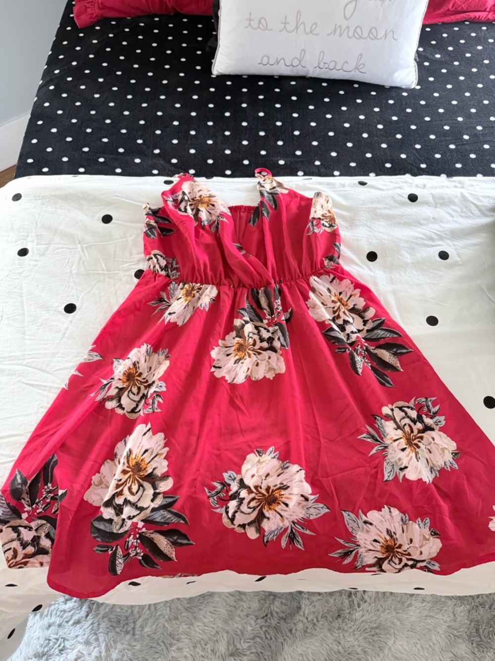 SHEIN Hot Pink Floral Ruffle Strap Mini Dress